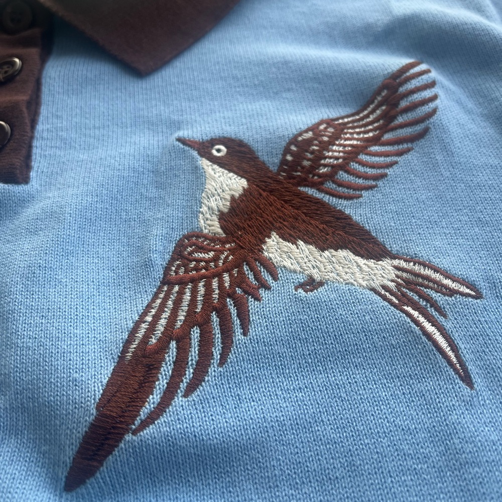 Blue and Brown Bird Embroidered Women's Sweater - Picture 8 of 11